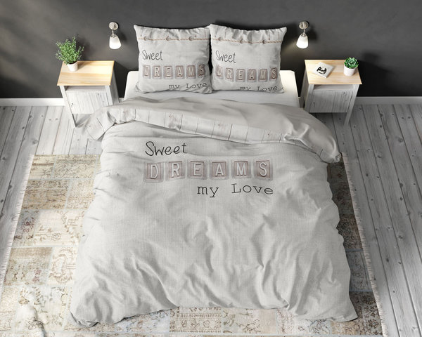 Sleeptime Sweet dreams Love / Cream Dekbedovertrek